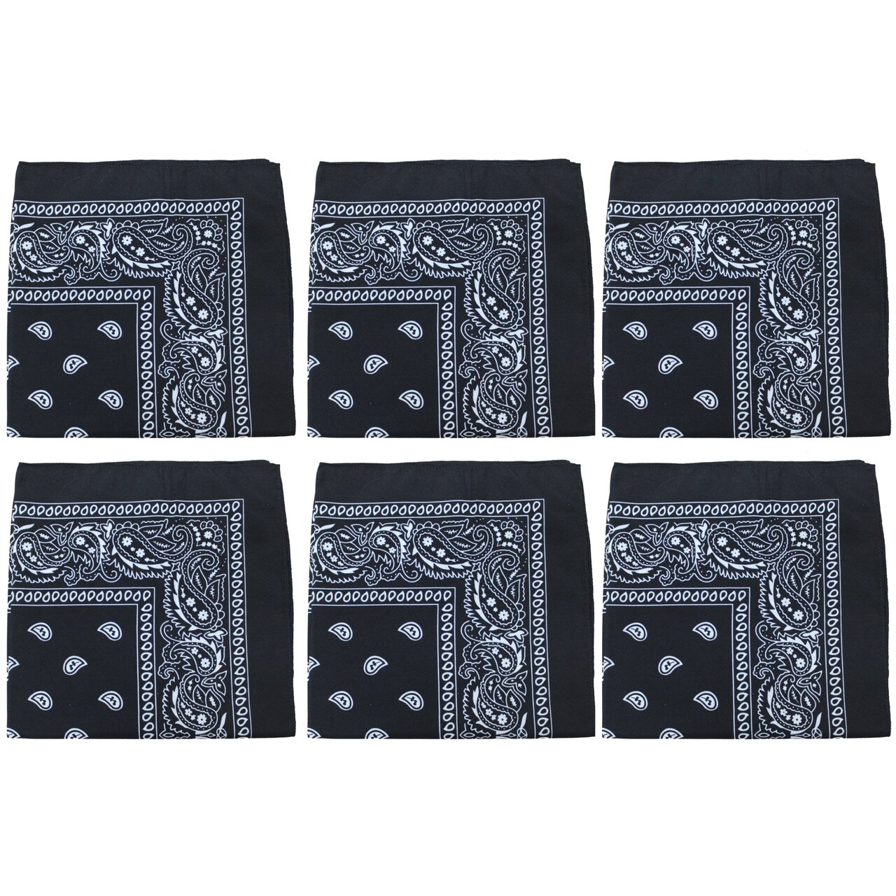 6 Pack Cotton Paisley Bandanas Multi-Purpose Accessories Everyday Use